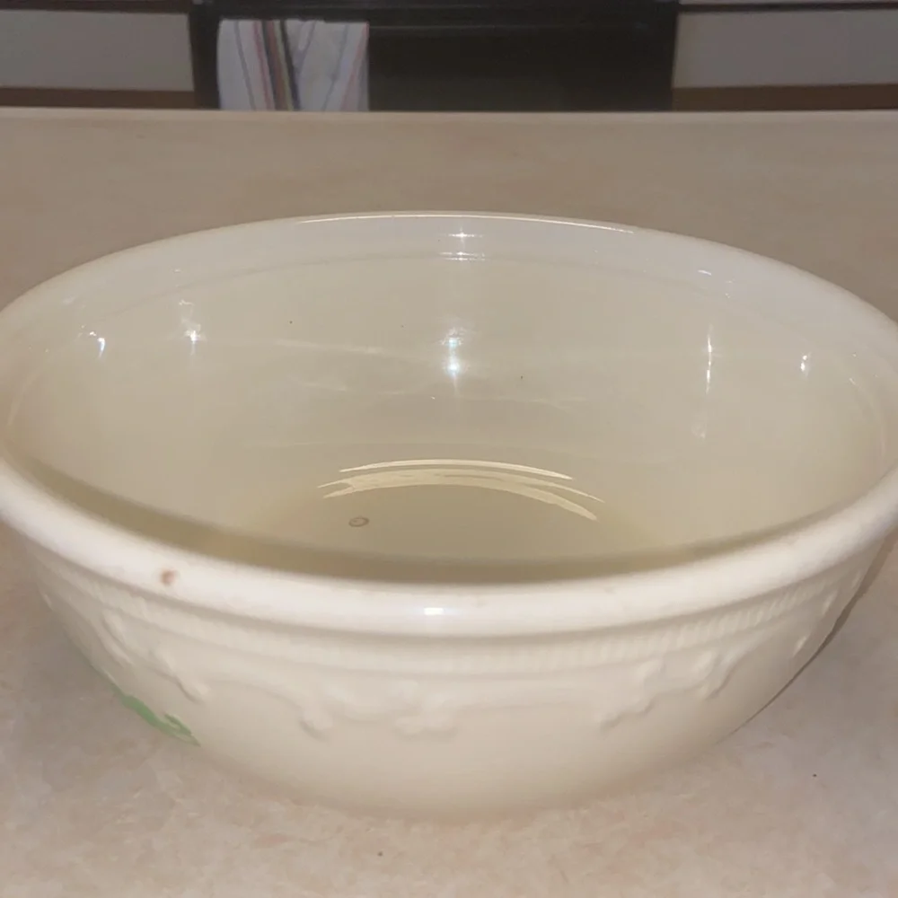 Vintage Oven Serve Made in the USA Ceramic Bowl Casserole Dish Green Floral